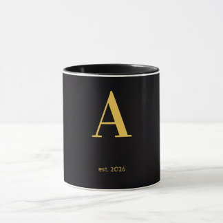Caneca Preta com Letra Dourada A | Caneca de Monog