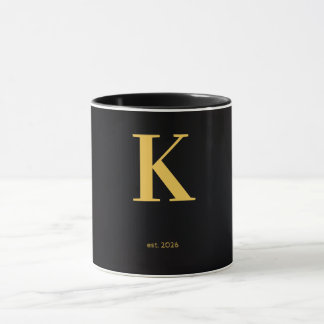 Caneca Preta com Letra Dourada | Caneca de Monogra