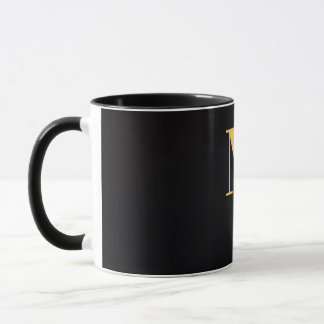Caneca Preta com Letra Dourada M | Caneca de Monog