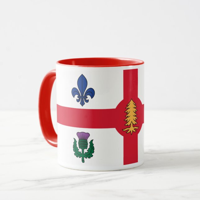 Caneca Preta Combo com a bandeira de Montreal, Que (Frente Esquerda)