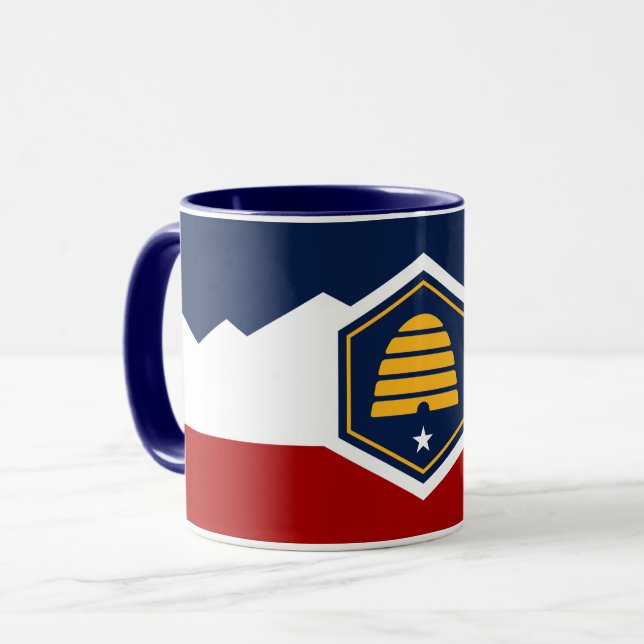 Caneca Preta Combo com bandeira do Estado de Utah, (Frente Esquerda)