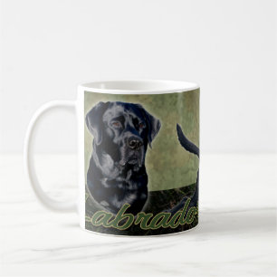 Caneca preta da colagem de labrador retriever