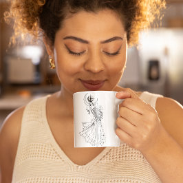 Caneca preta de 15oz com borda preta da Garota de