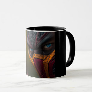 Caneca Preta de Café com Rosto de Monstro Assustad