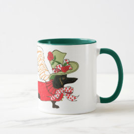 Caneca preta do Dachshund dos anjos de Gulliver