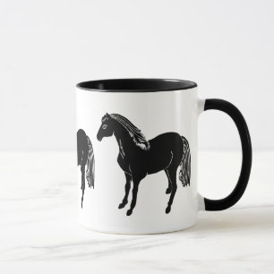 Caneca preta Drinkware dos cavalos
