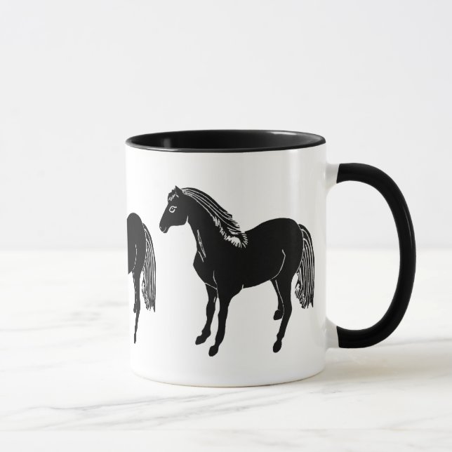 Caneca preta Drinkware dos cavalos (Direita)