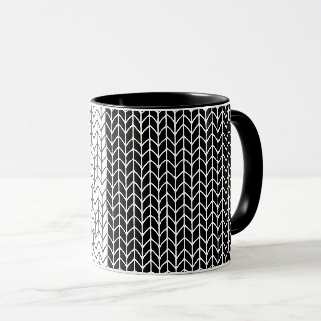 CANECA PRETA E BRANCA DE TRICÔ Combinação Preta (Frente Esquerda)