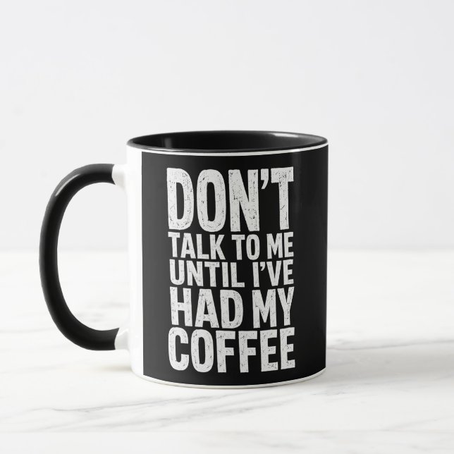 Caneca Preta e Branca Grunge Divertida Não Fale Co (Esquerda)