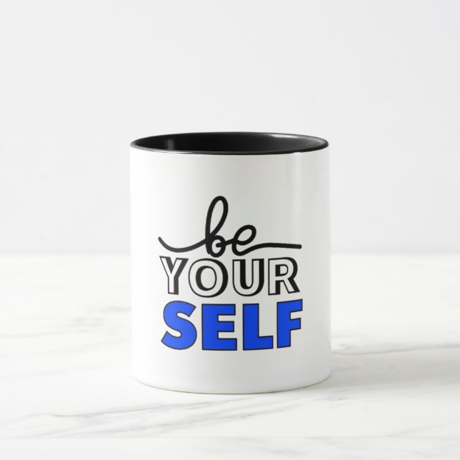 Caneca Preta e Branca Inspiradora "Seja Você Mesmo (Centro)