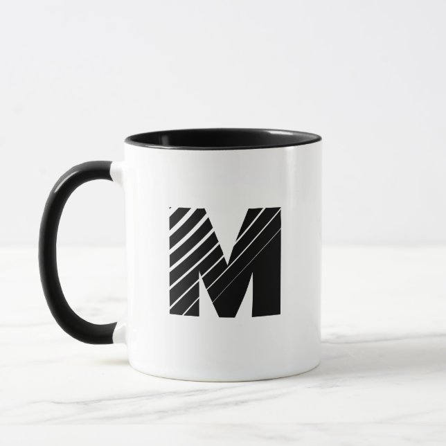 Caneca Preta e Branca Monograma Negrito Moderna (Esquerda)