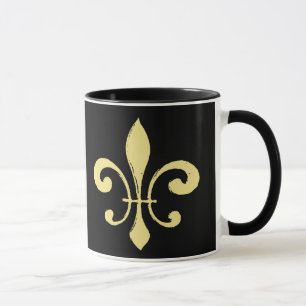 Caneca preta e Dourado da flor de lis que Dat