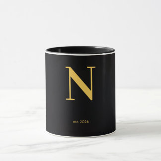 Caneca Preta Letra Dourada | Caneca de Monograma M
