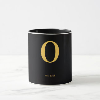 Caneca Preta O Letra Dourada | Caneca de Monograma