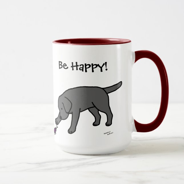 Caneca Preto amigável Labrador dos desenhos animados do (Direita)