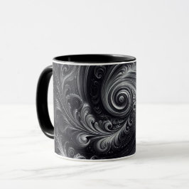 Caneca Preto Branco Cinza Abstrato Moderno Simples Redemo