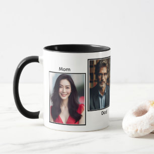 Caneca Preto de colagem personalizado de quatro famílias
