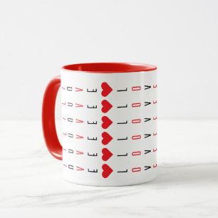 Caneca Preto divertido personalizado, Amor vermelho e pad