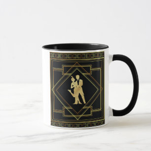 Caneca Preto do art deco e flapper rujindo dos anos 20 do
