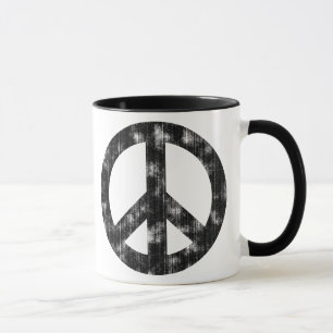 Caneca Preto do sinal de paz afligido