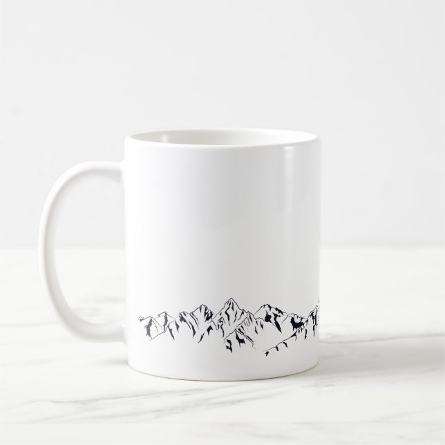 Caneca preto e branco à moda mínima da montanha (Esquerda)