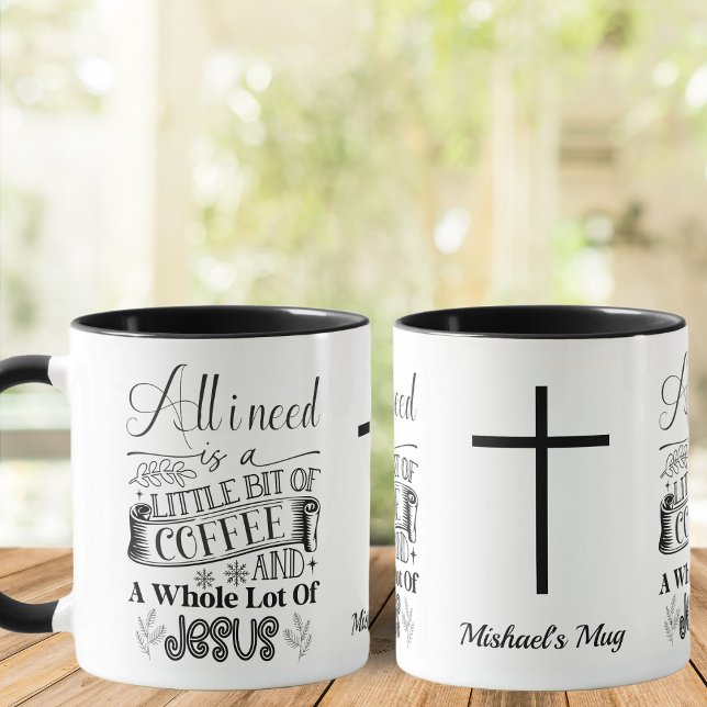 Caneca preto e branco, café e Jesus, cristão (Criador carregado)