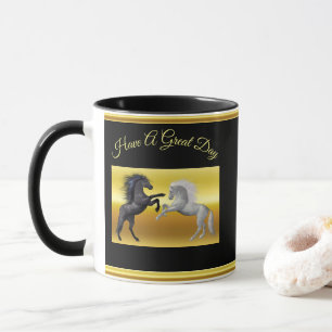Caneca Preto e branco Cavalo que luta