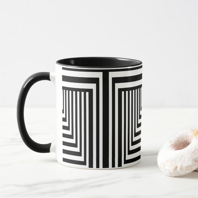 Caneca Preto e Branco com risca (Com Donut)
