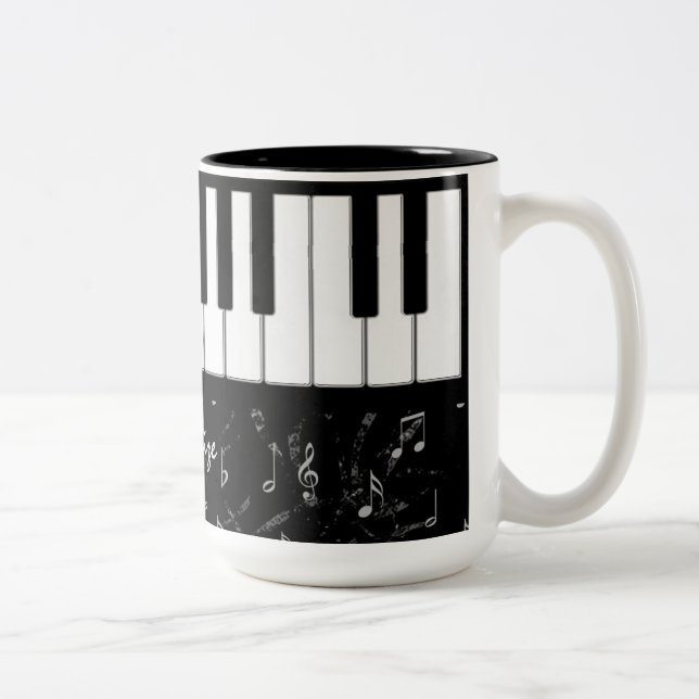Caneca preto e branco da música do piano (Direita)