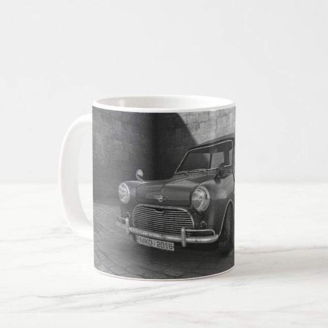 Caneca preto e branco do carro de Mini Cooper do (Frente Esquerda)