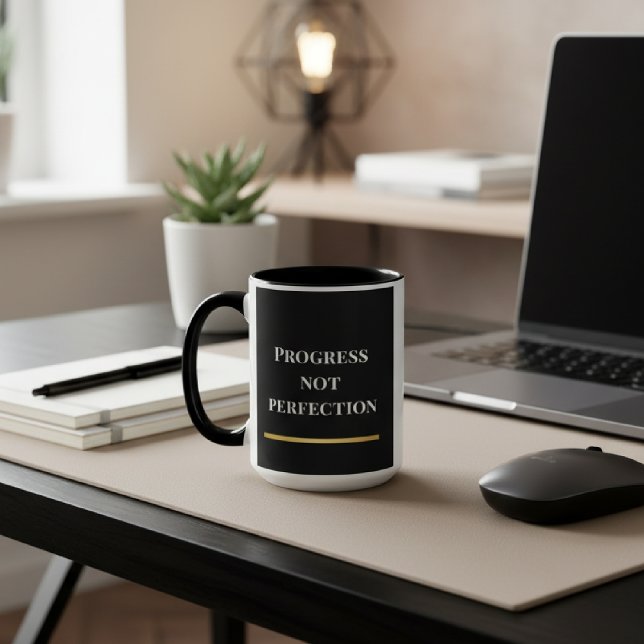 Caneca Preto e Branco Moderno Motivacional  (Criador carregado)
