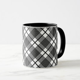 Caneca Preto e branco Padrão de Xadrez Pequeno Café Glen 