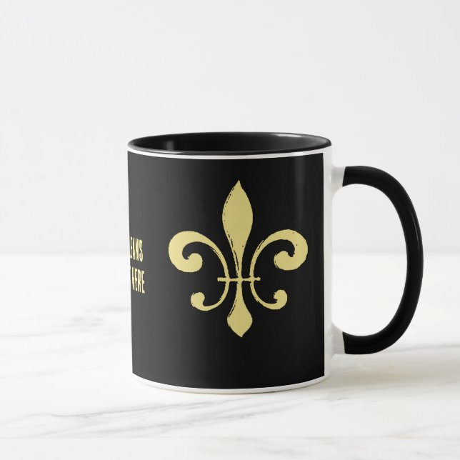 Caneca Preto e Dourado Fleur De Lis Mug - Data (Direita)
