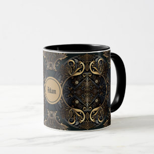Caneca Preto e Dourado medieval