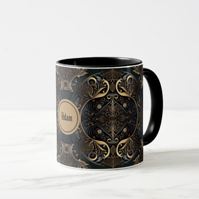 Caneca Preto e Dourado medieval (Frente Esquerda)