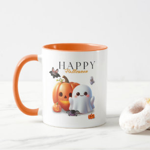 Caneca Preto e Laranja Fofo Feliz Halloween