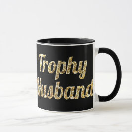 Caneca Preto e ouro do marido do troféu Glittery