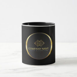 Caneca Preto Elegante clássico profissional Dourado