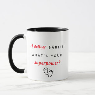 Caneca Preto "Eu dou bebês - Qual é o seu superpoder?"