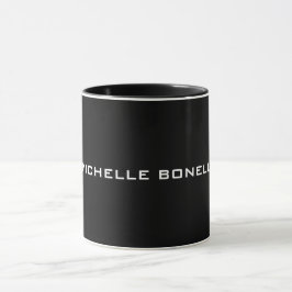 Caneca Preto Minimalista Simples Moderno Seu Nome