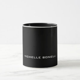 Caneca Preto Minimalista Simples Moderno Seu Nome