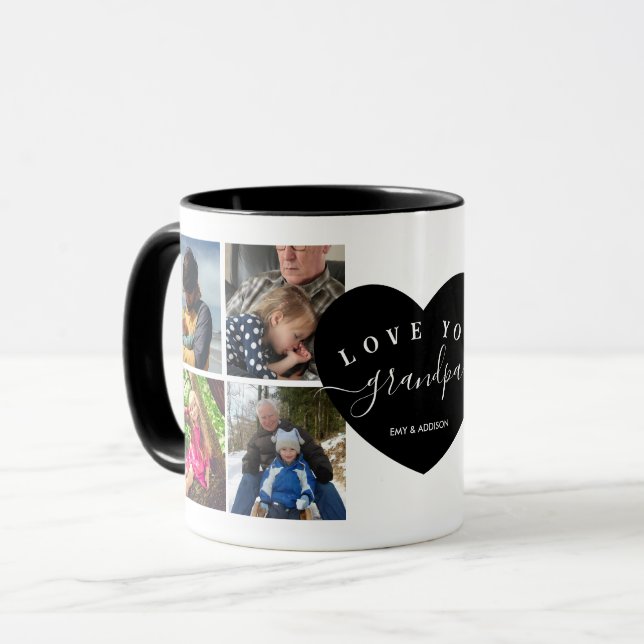 Caneca Preto Moderno Melhor Avô Personalizado Por Foto (Frente Esquerda)