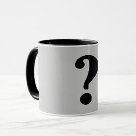 Caneca Preto "O que" em Fundo Cinza Claro