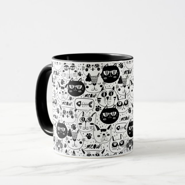 Caneca Preto para gatos brancos (Frente Esquerda)
