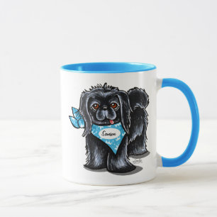 Caneca Preto Pekingese Pet Name Personalizado Blue