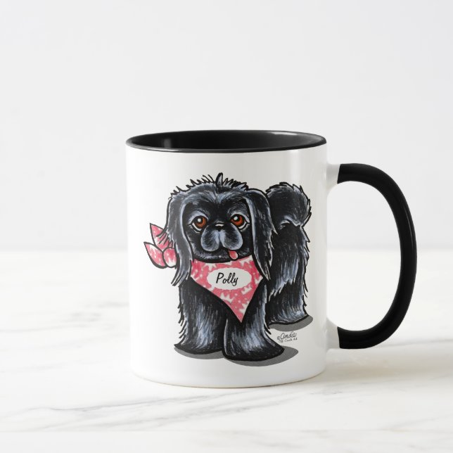 Caneca Preto Pet Name Personalizado Pink (Direita)