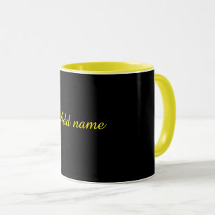 Caneca Preto-preto, acabamento amarelo,