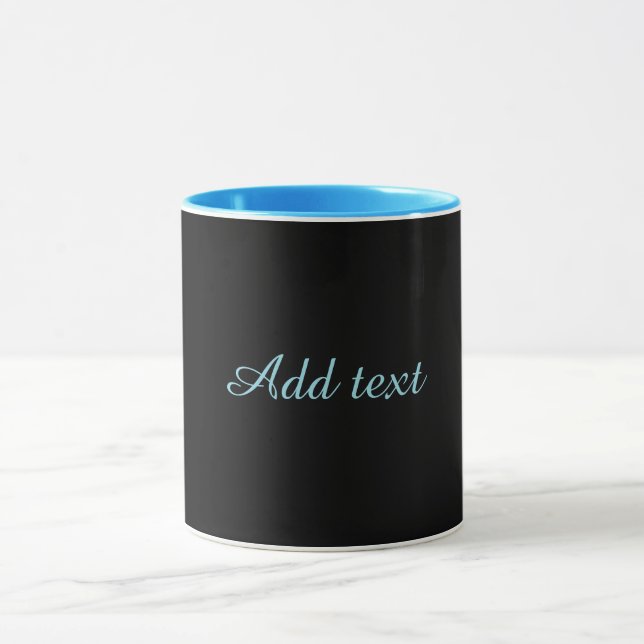 Caneca Preto-preto, simplesmente elegante, acabamento azu (Centro)