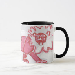Caneca preto vermelho corajoso contemporâneo bonito da
