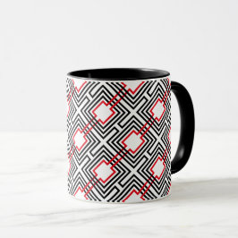 Caneca Preto Vermelho e Branco Geométrico